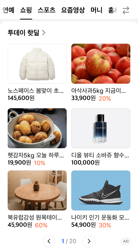 다음 검색광고 예시